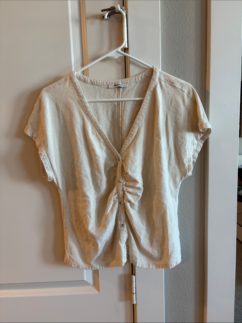 Madewell Cream Button-Front V-Neck Top